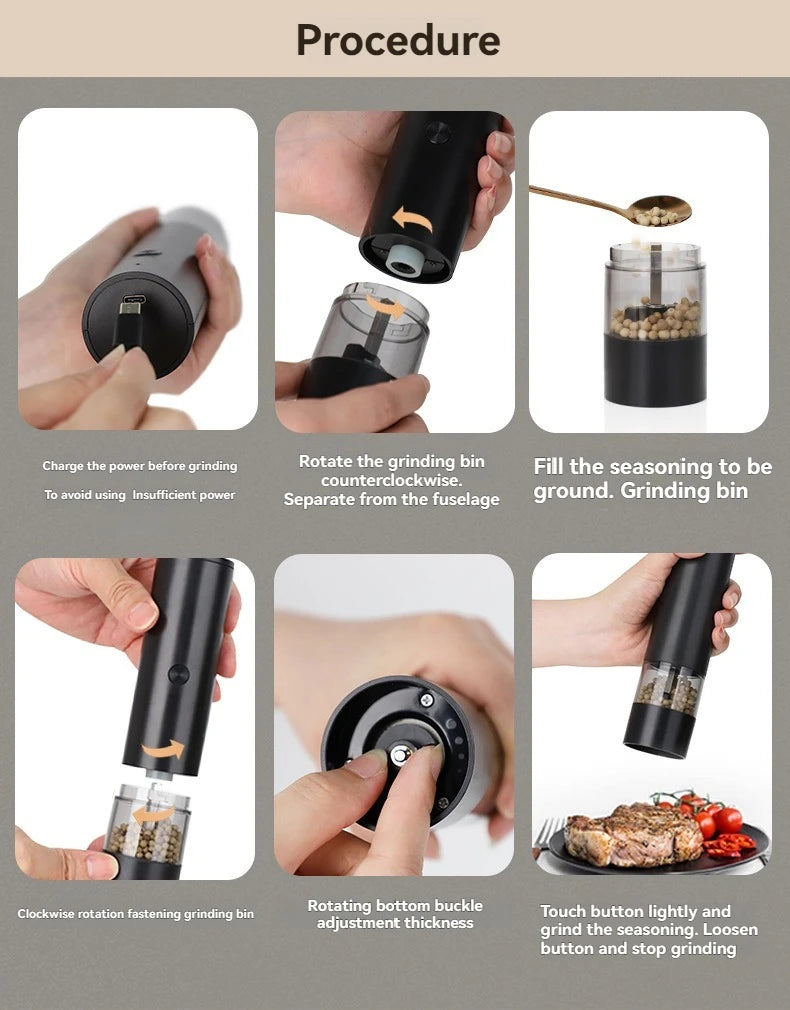 Rylix Electric Salt & Pepper Grinder Set — USB Rechargeable